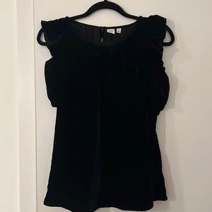 Gap Black Velvet Ruffle Sleeveless Top Size L